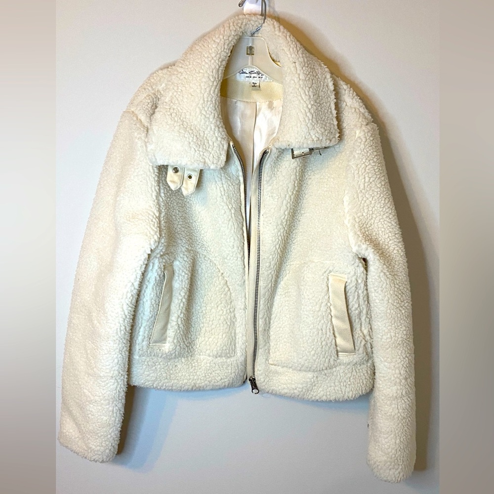 Miss Selfridge by ASOS White/Cream Sherpa Teddy Jacket - Sz 6